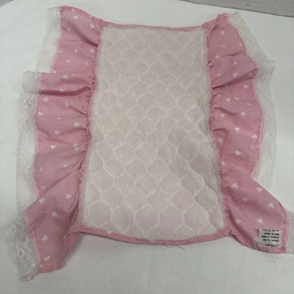 Barbie Bed Spread pink w/white hearts comforter Vintage 1982 Lace edge